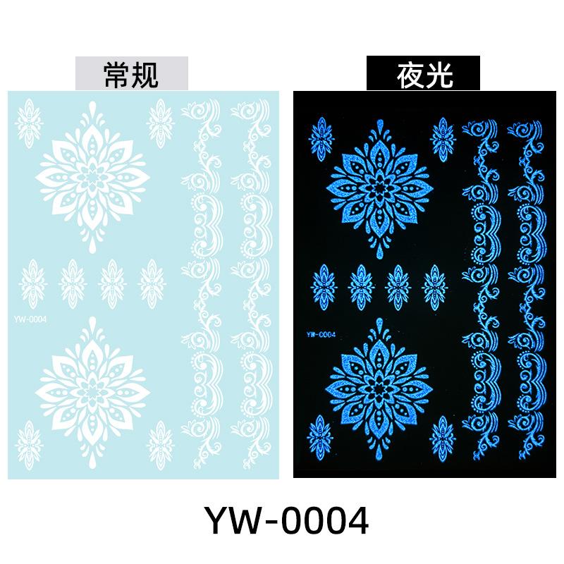 Glow In The Dark Indian Lace Tattoo Stickers - Henna Style Hand Body Art