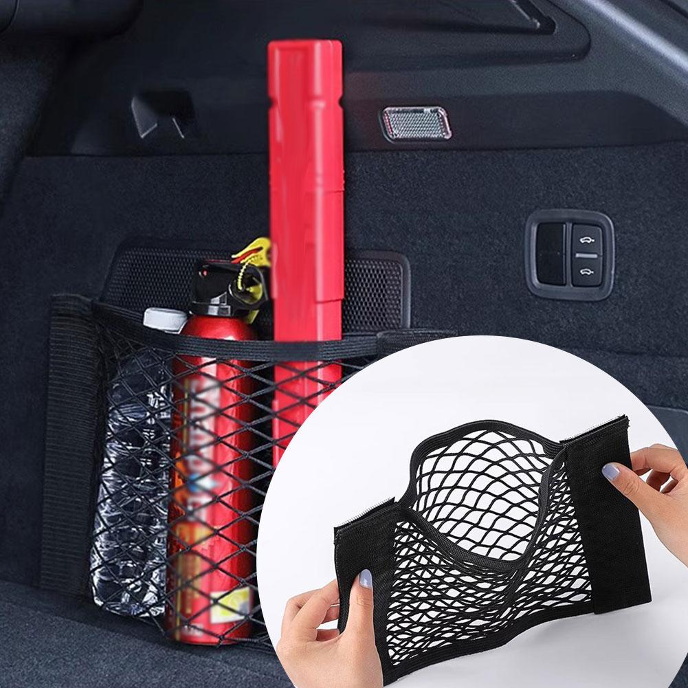 Universal Car Back Rear Mesh Trunk Seat Elastic String Storage Pocket Cage Magic Auto Bag Back Bag Seat Net Sticker Organiz U0P9