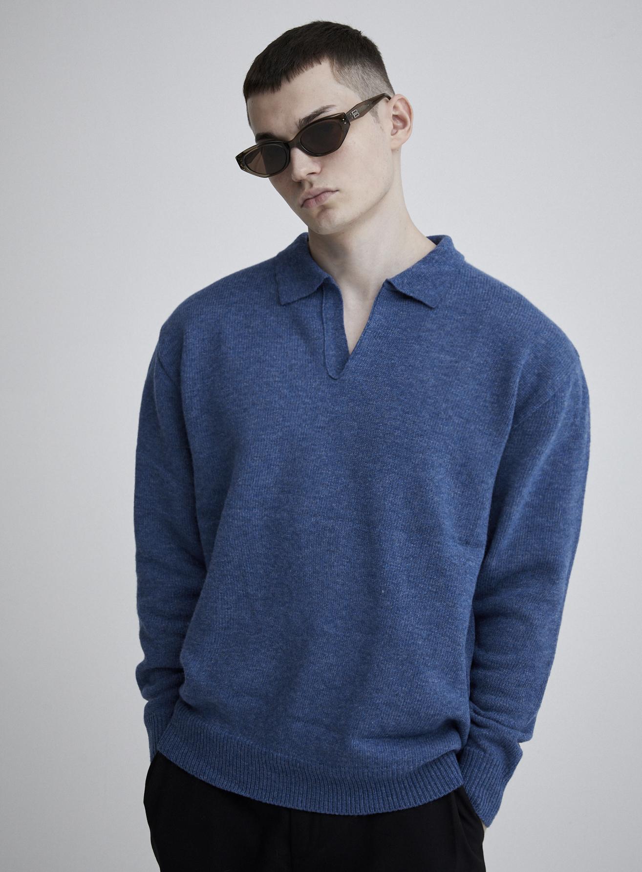 Audio Knit Muscle Fit Rugby Polo Knit (French Blue) French Blue/L