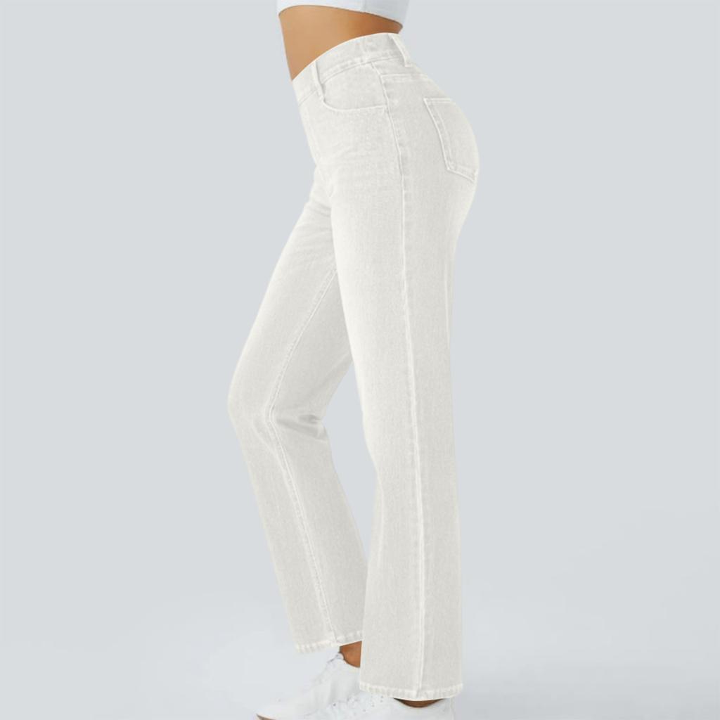 Women's High Waist Washed Women's Jeans Fashionable Versatile Straight Leg Pants