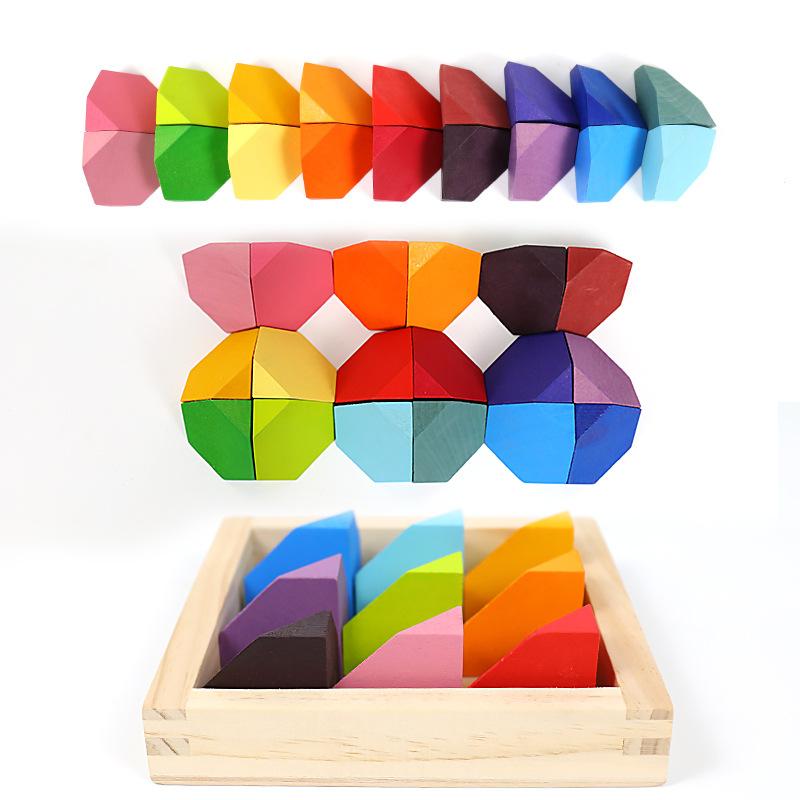 Beech corner stone puzzle solid wood children's puzzle corner stone puzzle toy birthday gift