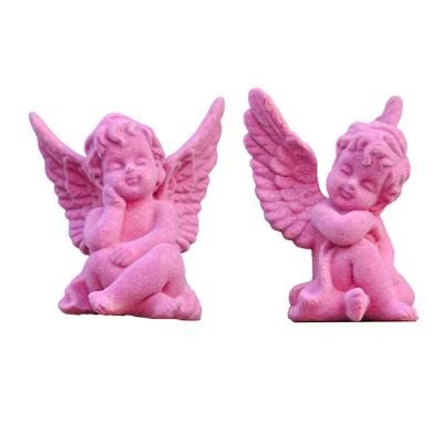 Set Of 2 Little Angel Resin Statue Indoor Home Decor Cute Angel Sculpture Memorial Figurine