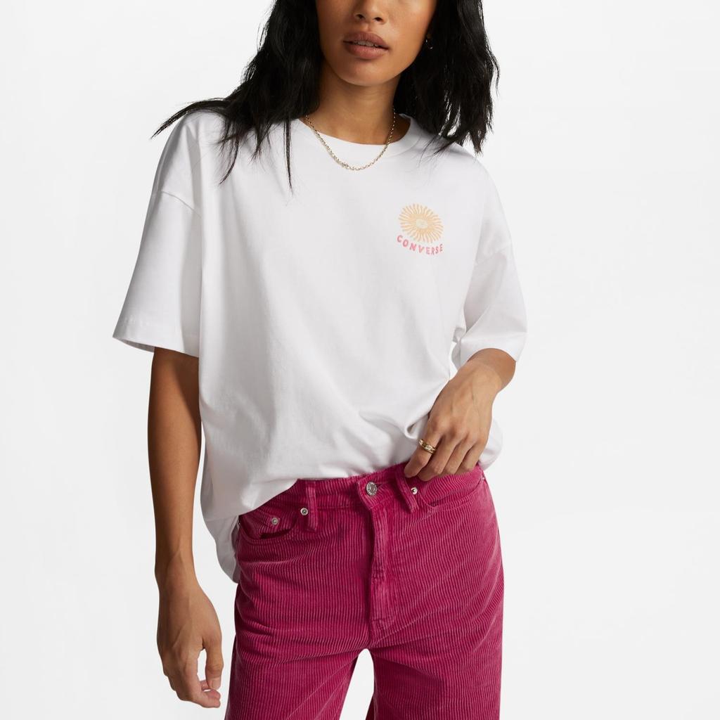 Converse Grow Together Drop Shoulder Sleeve T Shirt Women's White 10025447-A03
