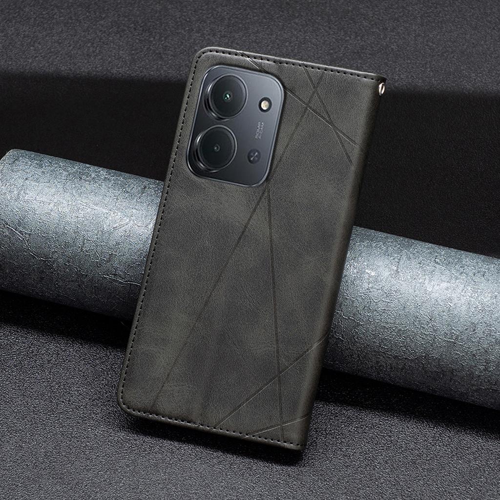 Für Xiaomi Redmi 15C 5G (EU) (173 mm)/15C 4G (EU) (173 mm) Hülle Kartenfächer Geometrie Prägung Leder Handyhülle