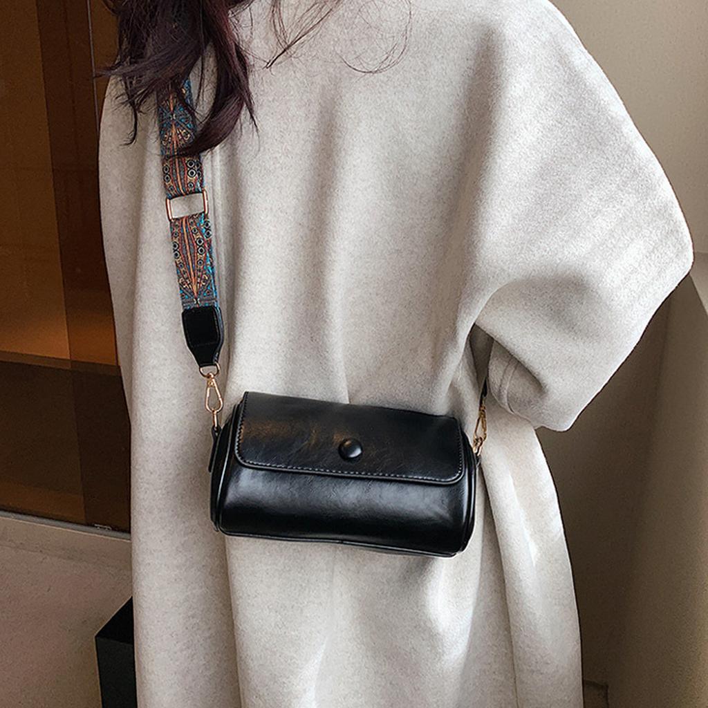 2025 floral shoulder strap cylindrical bag women's small pillow bag Bohemian style wide shoulder strap single shoulder crossbody