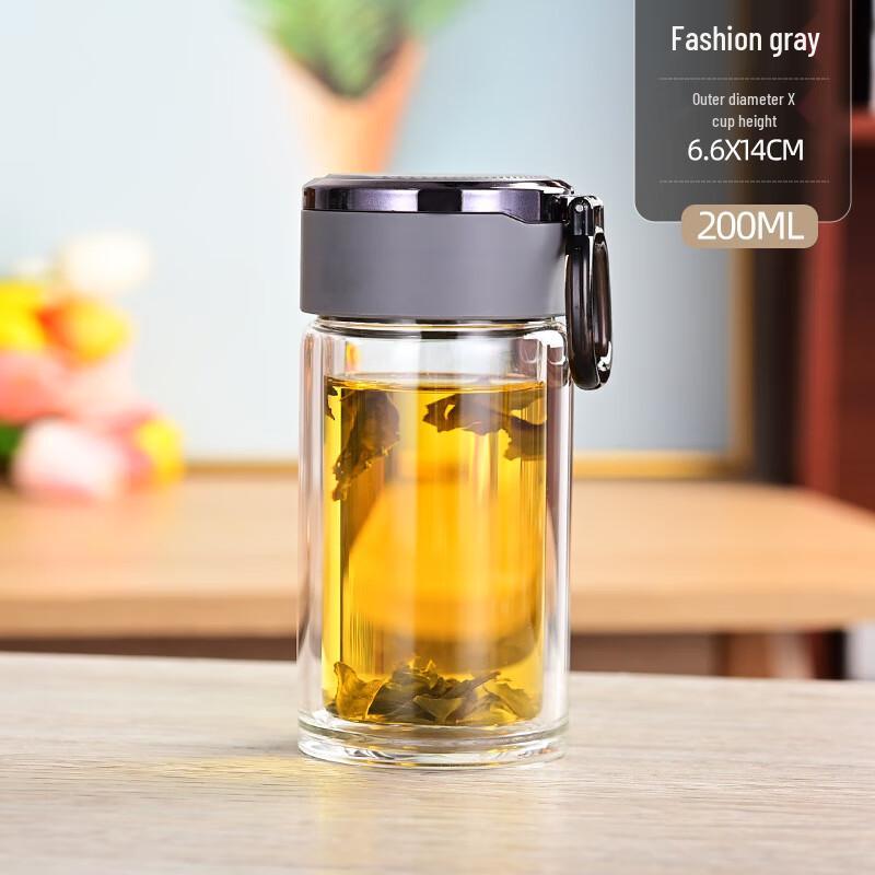 Shangqi Double-Wall Glass Cup with Lid