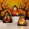 Halloween Handheld LED Lantern Portable Night Light with Pumpkin Castle Witch Pattern Battery Operated Halloween Lamp for Indoor Outdoor Party Decor