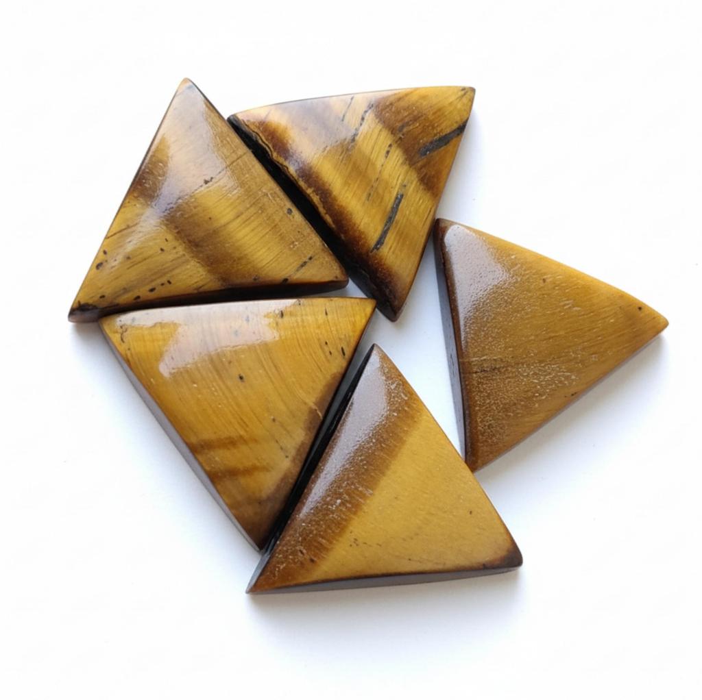 Cabochão Liso Olho de Tigre Marrom-Dourado, Corte Triângulo para Fabricação de Joias