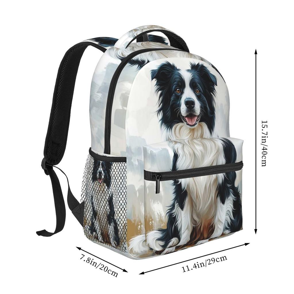Border Collie Hundemuster Rucksäcke Jungen Mädchen Schultasche Kinder Schultaschen Cartoon Kinder Rucksack Umhängetasche Große Kapazität
