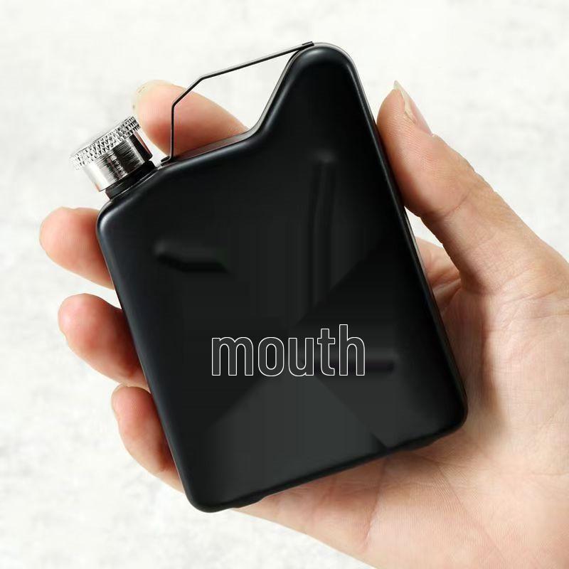 Cross-Border Stainless Steel Portable Camping Oil Drum-Shaped Flask