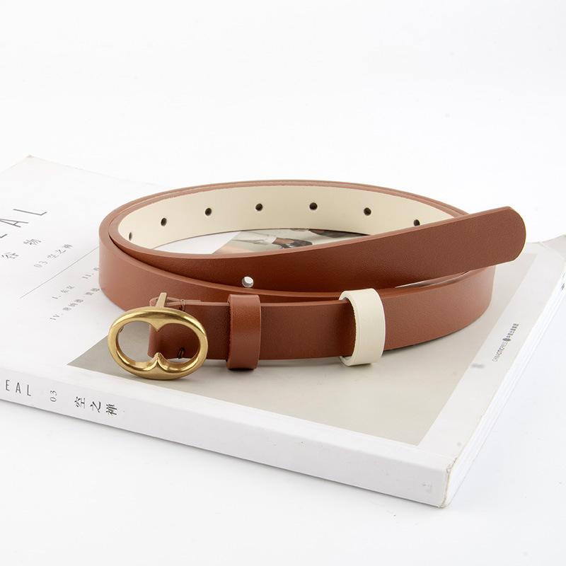 Genuine Leather Women's Thin Belt Coat Decoration with Dress High-end Accessories Waist Belt for Girls