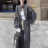 Women's Gray Sweatshirt and Pants Set - Autumn 2024 Fashion Trend