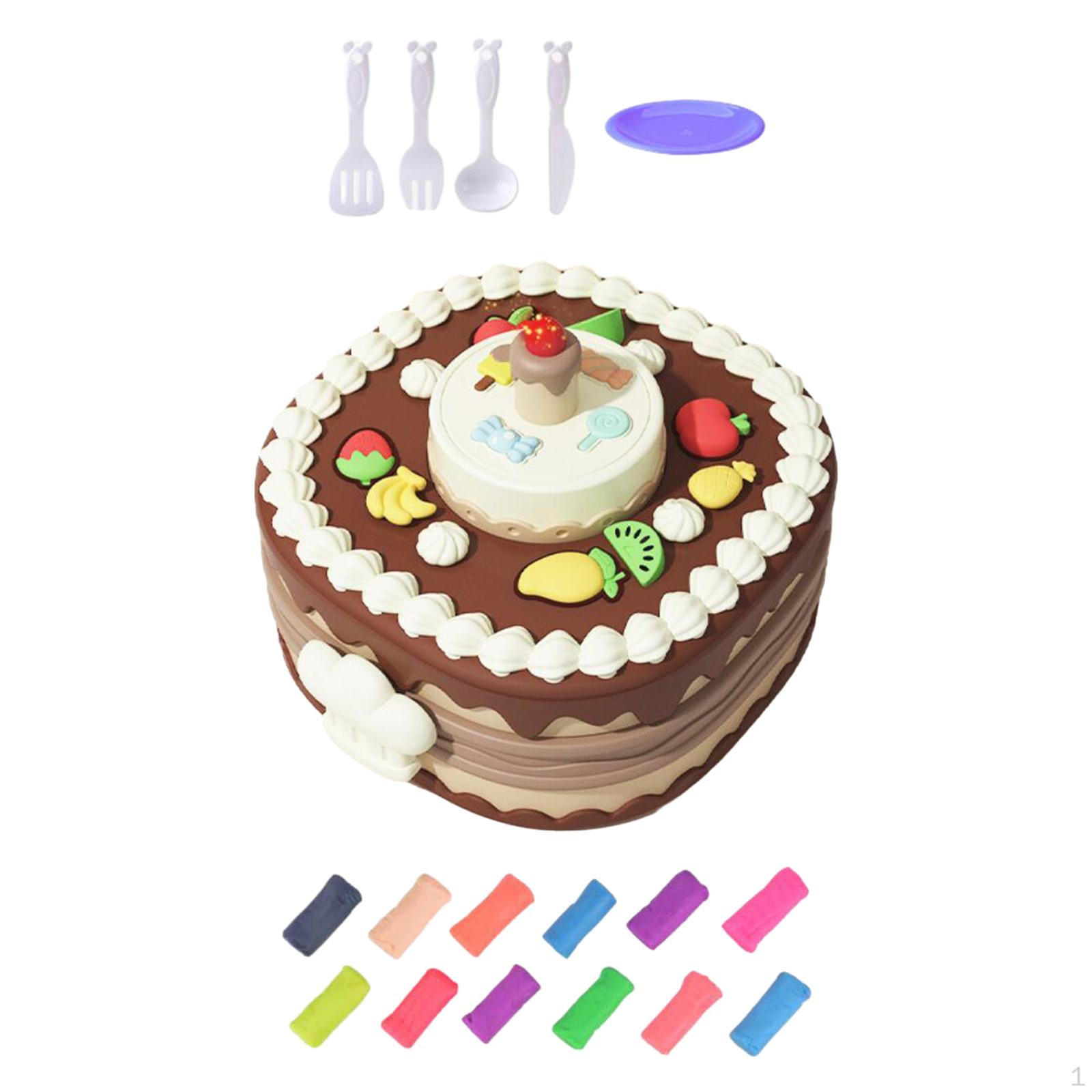 

Набор глиняных игрушек «Торт ко дню рождения», ранняя развивающая игрушка с 12 пластилинами, ролевые игры для вечеринки