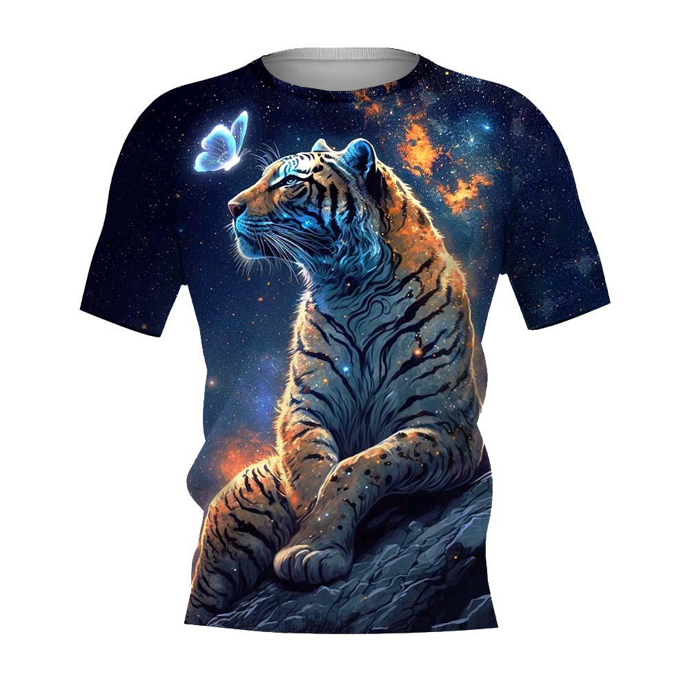 Oversized Men's T-Shirt 3d Tiger Print Tees Tops Summer Casual Mens Animal Pattern T Shirt O-Neck Fashion Clothes Prints T-Shirt