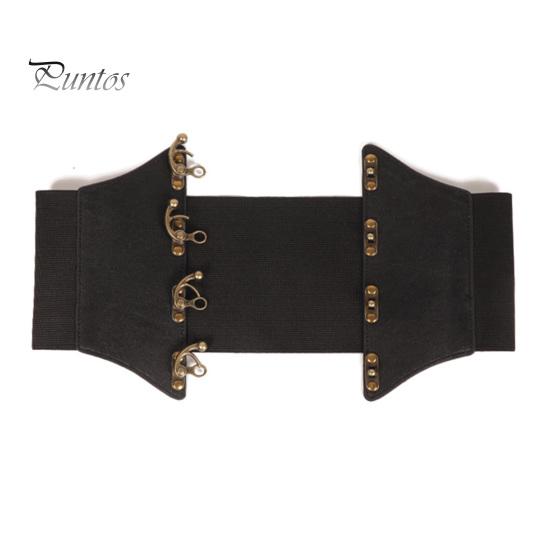 Faux Leather Dress Corset Belt Wide-Brimmed Design Elastic Waistband Retro Style Women Adjustable Corset Waist Cincher