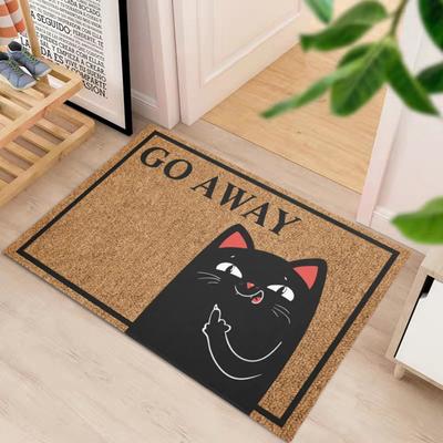 Floor Carpet Cartoon Cat Middle Finger Despise Go Away Bathroom Rug Water Absorption Home Decoearion Bedroom Entry Floor Mat