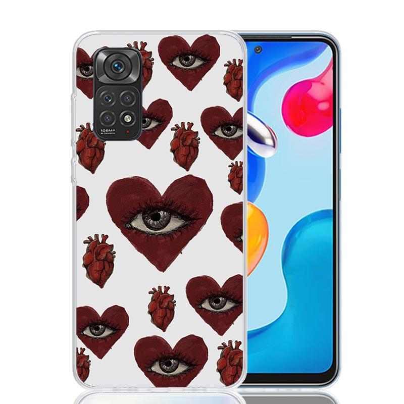 Scary Face Eyes Phone Case For Xiaomi Redmi Note 15 14 13 12S 12 Pro Plus 11S 11E 11 11T 10S 10 Art Soft Pattern Cover Redmi Not