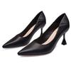 Arbeitsschuhe Damen Weichsohle Schwarze High Heels Pfennigabsätze Berufskleidung Spitzschuh Niedriger Absatz Weiches Leder Werkzeugschuhe Bequeme Arbeitsschuhe