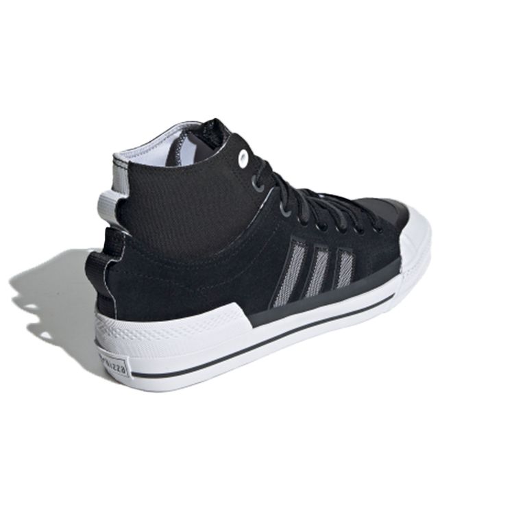 Adidas Originals Nizza Hi DL Canvas Suede Slip Resistant Mid Top Skate Shoes Unisex Skate Shoes Black White Silver GZ2657