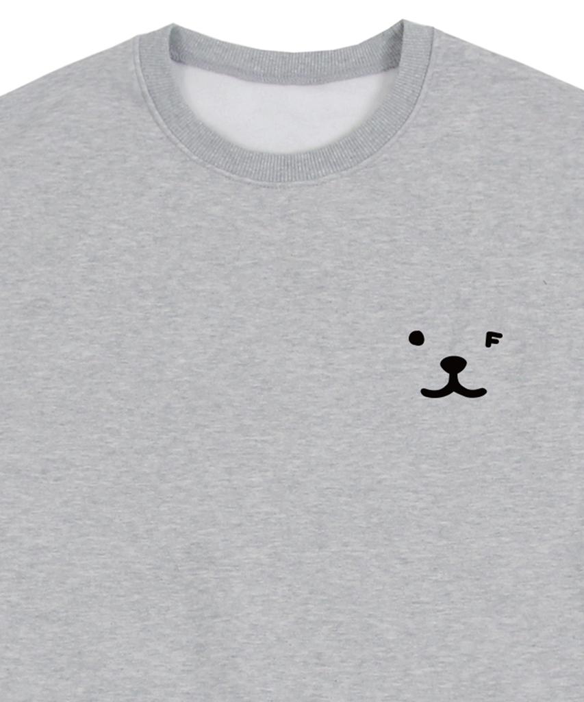 GRAVER [Unisex] Puppy Face Small Drawing Smile Sweatshirt_Gray