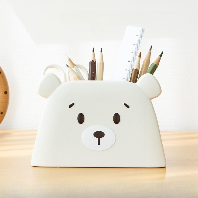 Free Bear Cute Pen Holder, Simple Gift Storage Creative Plastic Stationery