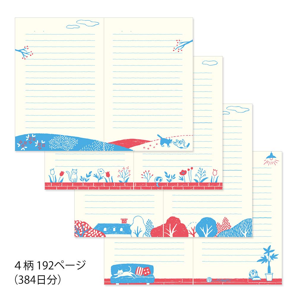 Midori Diary with Embroidered Cat 12887006 Bookmark, Pattern,