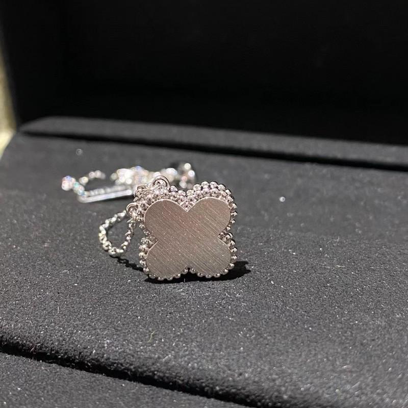 2024 Kersteditie s925 Zilveren Klavertje Vier Ketting in Rosé & Wit Goud voor Dames