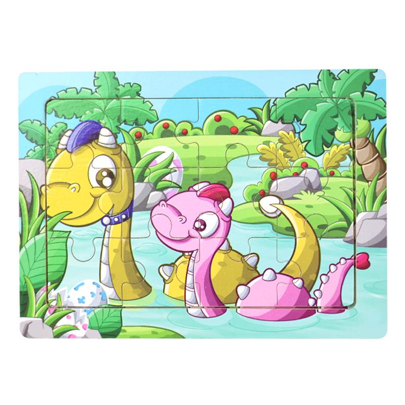 12 Wooden Puzzles, Educational Toys for Children, Early Education Cartoons, Animals, Traffic Cognition, Flat Wooden Puzzles