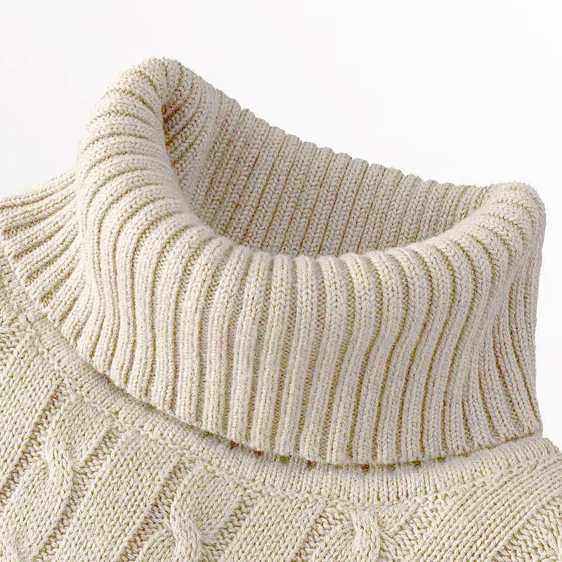Yoghurt Heren coltrui effen kleur hoge hals trui gebreide truien casual elastische sweatwear heren herfst winter XL beige