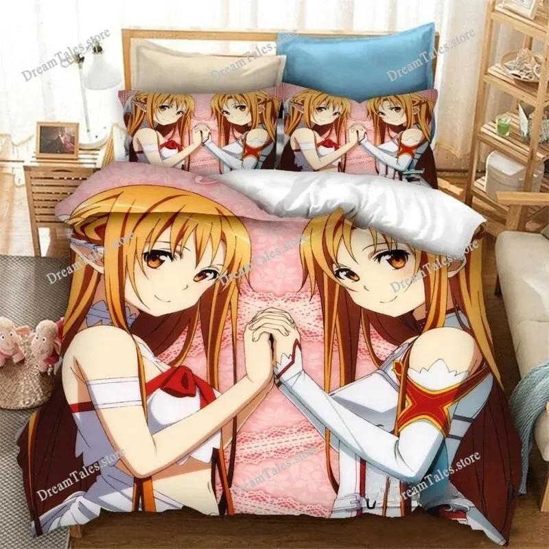 New SAO Yuuki Asuna Bedding Set Single Twin Full Queen King Size Bed Set Adult Kid Bedroom Duvet Cover Sets 3D Print Game Anime