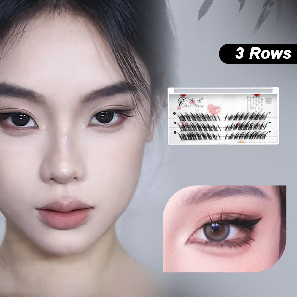 

3D Пушистый 8-12мм Черный Набор для DIY наращивания ресниц Без клея Наращивание ресниц Эффект лисьего глаза Макияж Ресницы Накладные ресницы 3 Rows