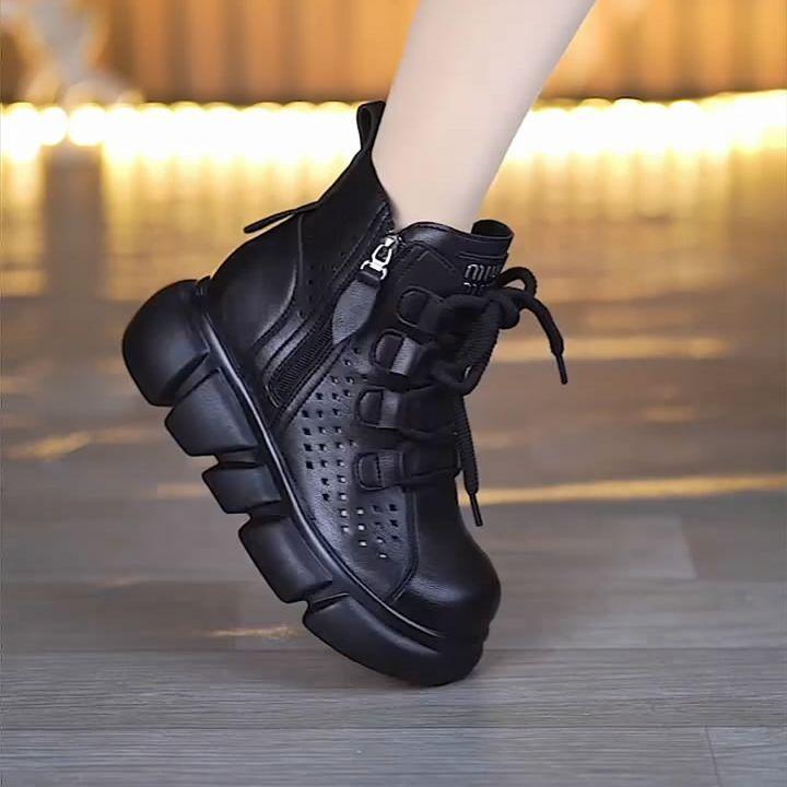 Fashion Hollow Martin Boots Women's Spring and Summer New Muffin Thick-soled Cool Boots Retro Casual Hole Shoes