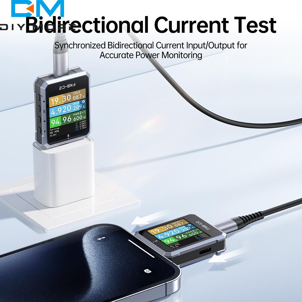 FNIRSI FNB-C2 Type-C Fast Charging Tester PD3.1 240W Max Power Digital Ammeter Voltmeter Charger Power Bank Phone Tester