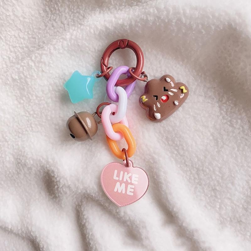 Unique Moon Cloud Star Bell Heart Pendant Keychain Handmade Colorful Resin Keyring Accessory Handbag Accessories