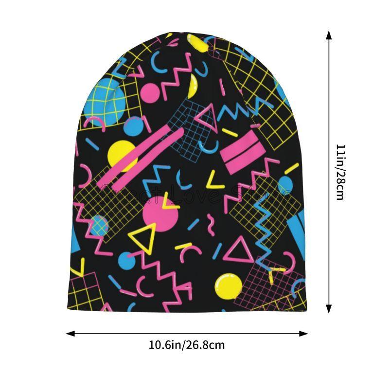 Retro 80s 90s Pop Art Print Knit Hat Women Men Outdoor Hat Beanie Caps Chemo Hat Slouchy Headwear Casual Black