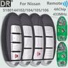DR KR5S180144106 S180144105 S180144106 4A PCF7953M Chip 433MHz Keyless Go Car Remote Key For Nissan Rogue X-Trail 2014 2015 2016