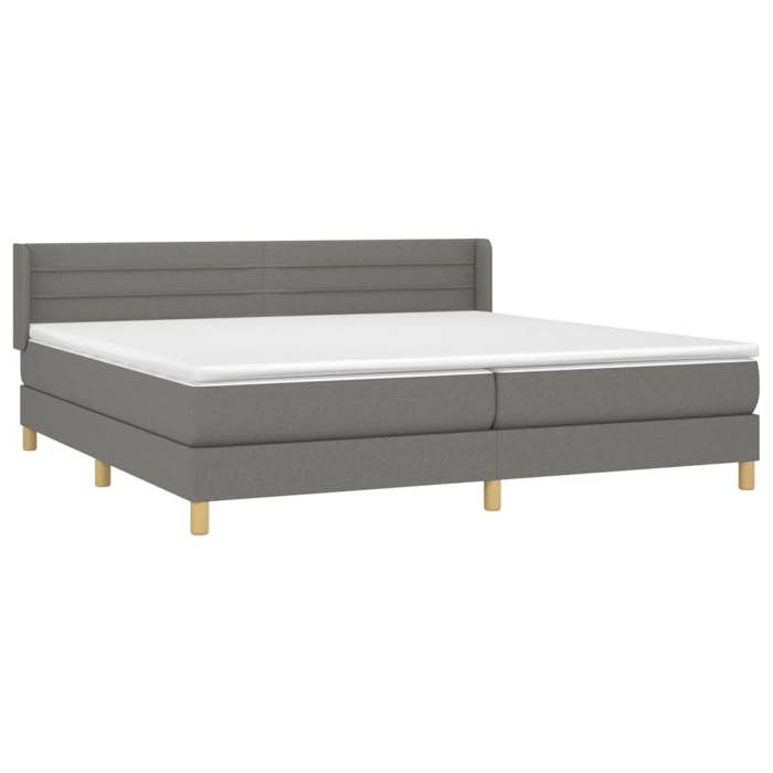 3130378 vidaXL Lit à sommier tapissier avec matelas Gris foncé 200x200cm Tissu