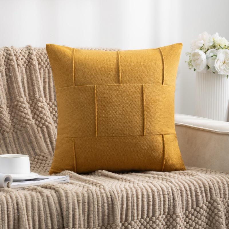 

Легкая роскошь и высококлассный диван из кожи для гостиной, наволочка для поясничной подушки без наполнителя, большая подушка для спины, наволочка 45 * 45cm (without core) жёлтый