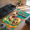 Pug Theme Crystal Velvet Floor Rug Personalized Custom Name Text Warm Carpet Home Decoration
