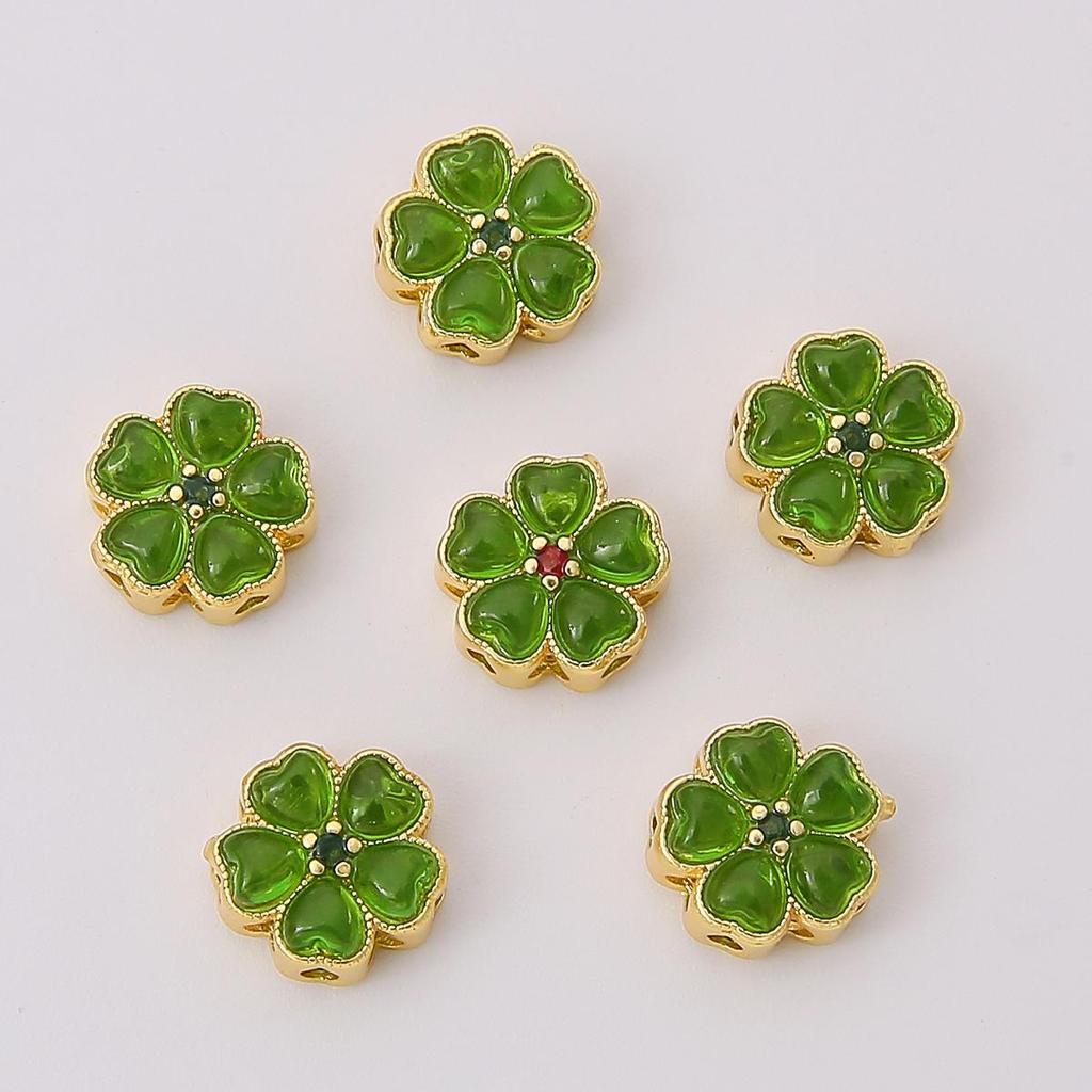 Copper Sand Gold Hollow Separated Bead Cherry Blossom Charm For DIY Jewelry Making Craft Accessories