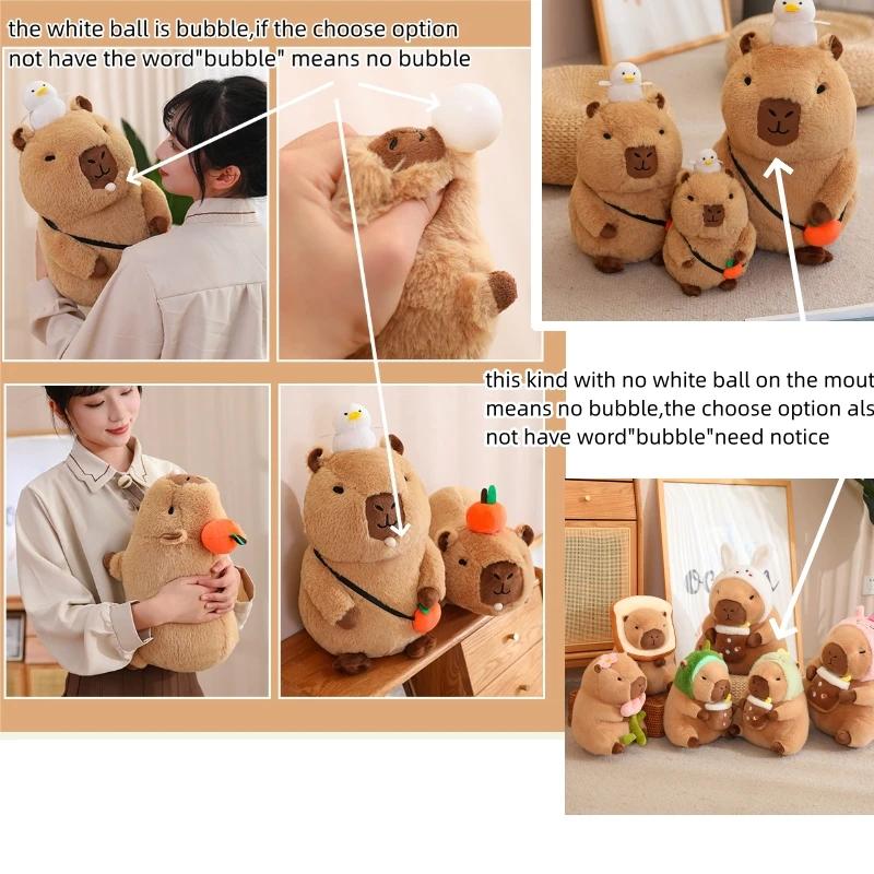 Capybara Plush Toy Simulation Capibara Cosplay Unicorn Dinosaur Dress Boba Bread Fruit Food Decor Birds Bubble Stuffed Animals