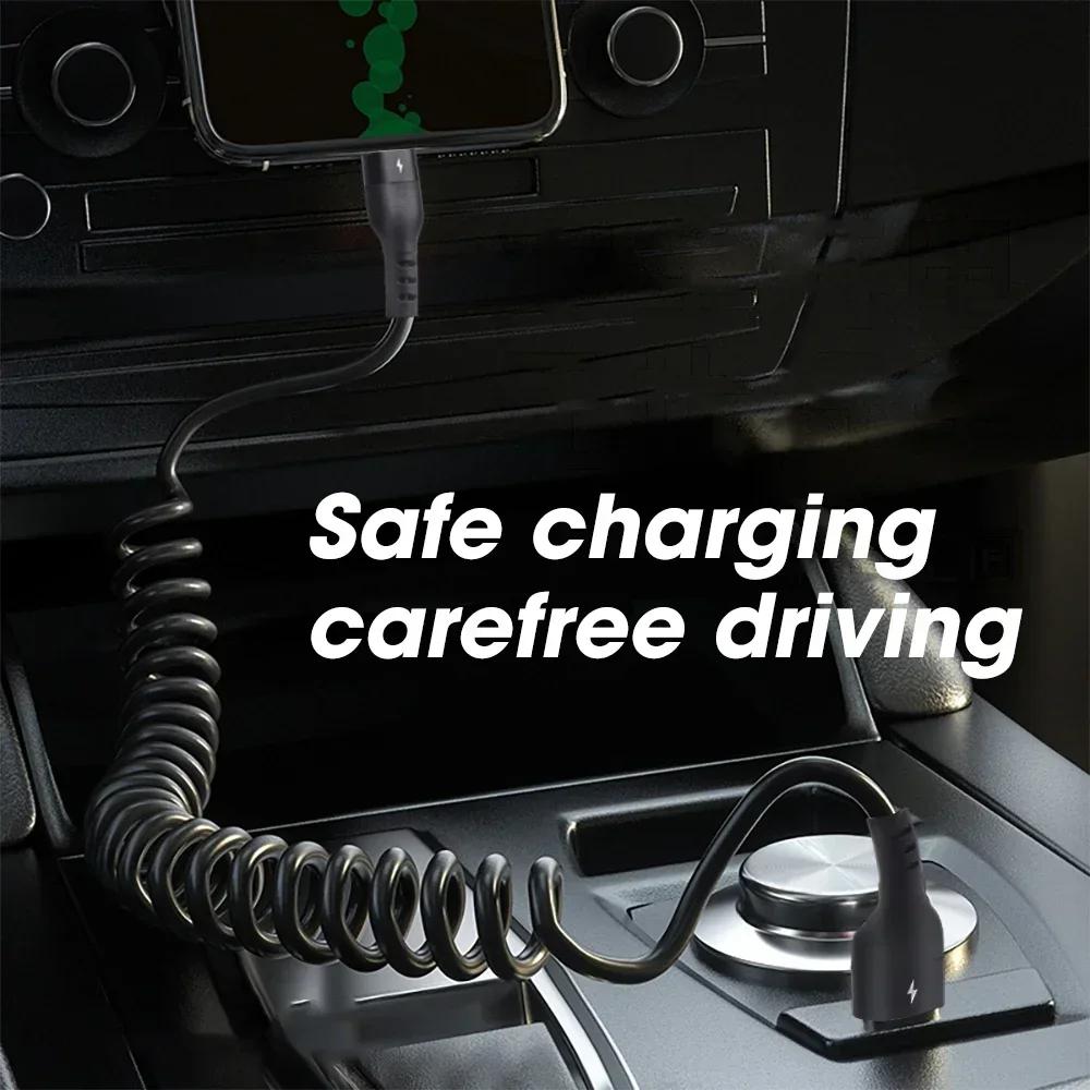 5A Spring Fast Charge Data Cable for Apple Huawei Vivo Android Flash Charge Type Retractable Charging Cable Car One Tow Three