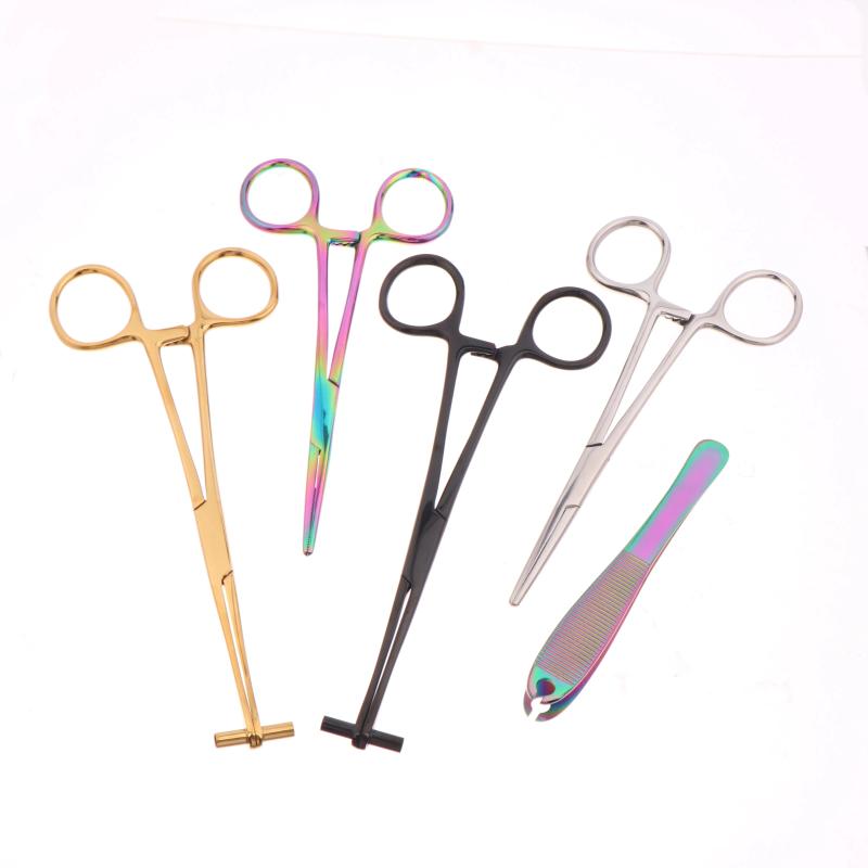 Colorful Body Piercing Pliers Surgical Steel Fix Forceps Tweezers For Septum Cartilage Tongue Body Piercing Clamp Tool
