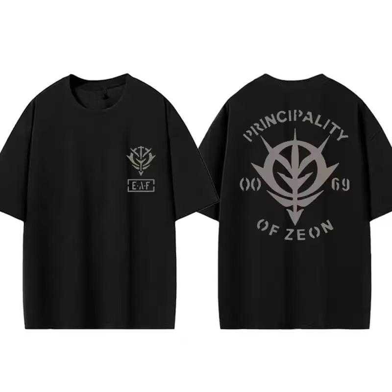 Японское Аниме Gundam Футболка Char Aznable Zaku Империя Zeon Мужская Женская Хлопковая Футболка с Коротким Рукавом Дышащая Удобная S