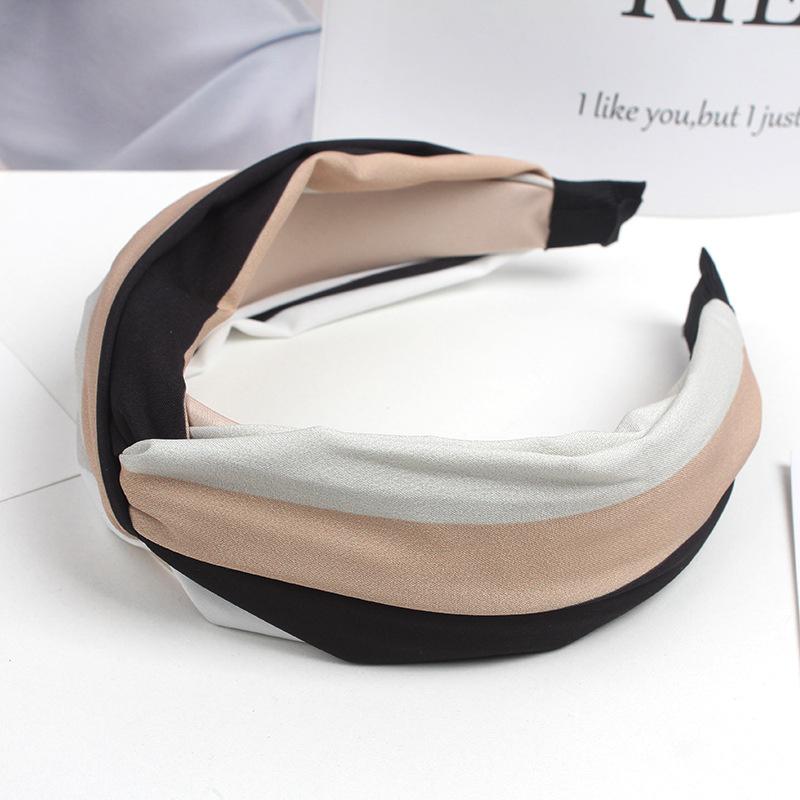 Chic Top Cross Twisted Headband Print Striped Satin Hairband for Women Ladies Shopping Party Headpiece Fashion Adult Head Wears