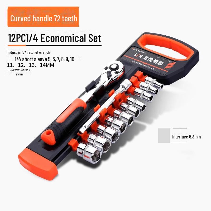 Green Forest Ratchet Wrench Set: Multifunctional Quick Release Socket Set for Auto Repair, Includes Large, Medium, and Small Ratchets.