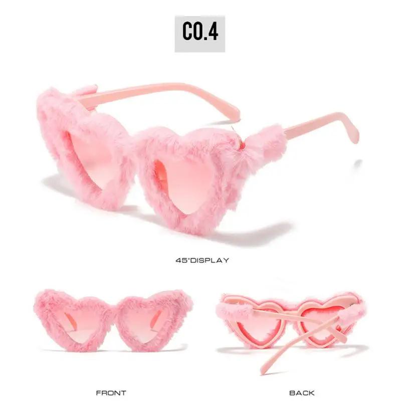 Fashion Brand Fluffy Glasses Anti-sunburn Womens Super Soft Fur Sunglasses Sunglasses Funny Party Womens Fashion Rectangle