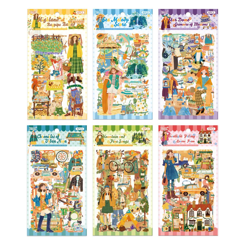 The World of Frogs Series Vintage Life Character Landscape PET Sticker Creative DIY Journal Material Collage Stationery