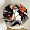 1pc Japanese Cat Moon Night Flowers Umbrella with Plastic Handle,Suitable for All Seasons Home Travel Outdoor UmbrellaDD637