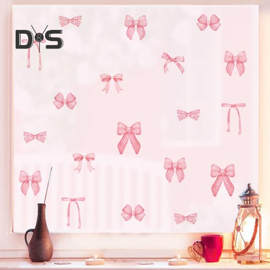 4 Sheets Bowtie Decals Blue/Pink Bow Knot Wall Stickers Peel And Stick Wall Decor Stickers for Nursery Bedroom Kids Room